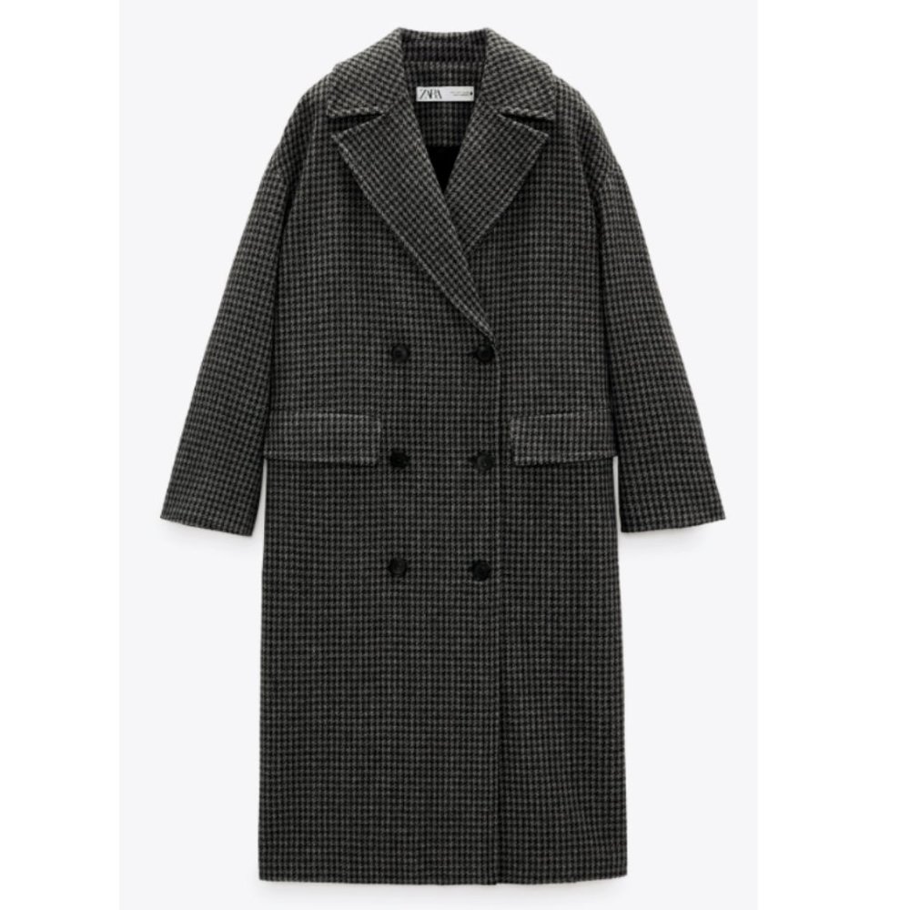 ZARA NWT WOMEN WOOL BLEND OVERSIZED LONG COAT - Picture 3 of 11